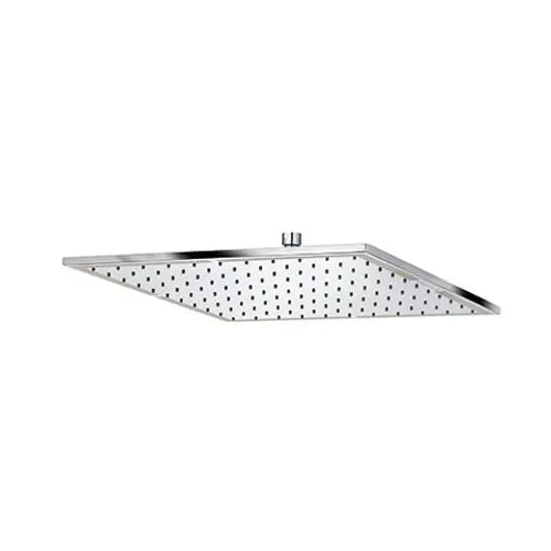 Eckige Kopfbrause aus Chrom mit flacher Bauweise und gleichmäßiger Düsenanordnung. Kludi-Design für moderne Badezimmeranwendungen.
